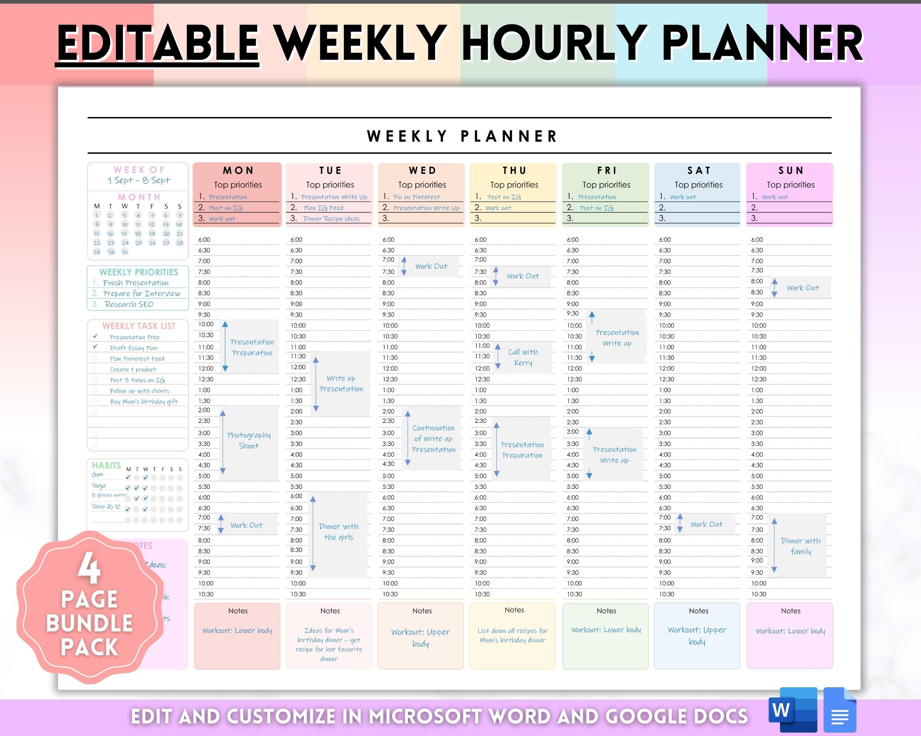 hour by hour planner