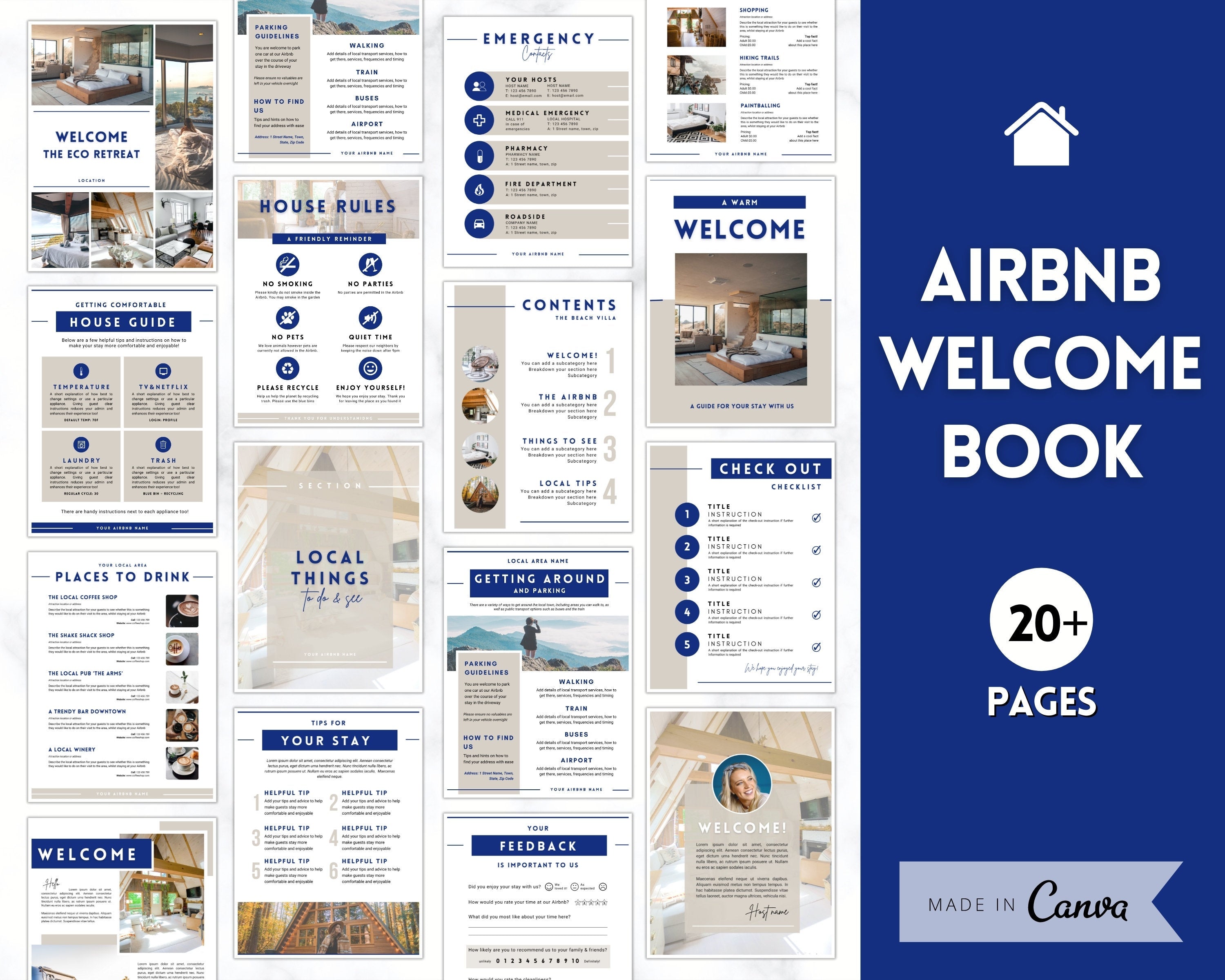 airbnb-welcome-book-template-editable-canva-house-guide-host-vrbo-navy