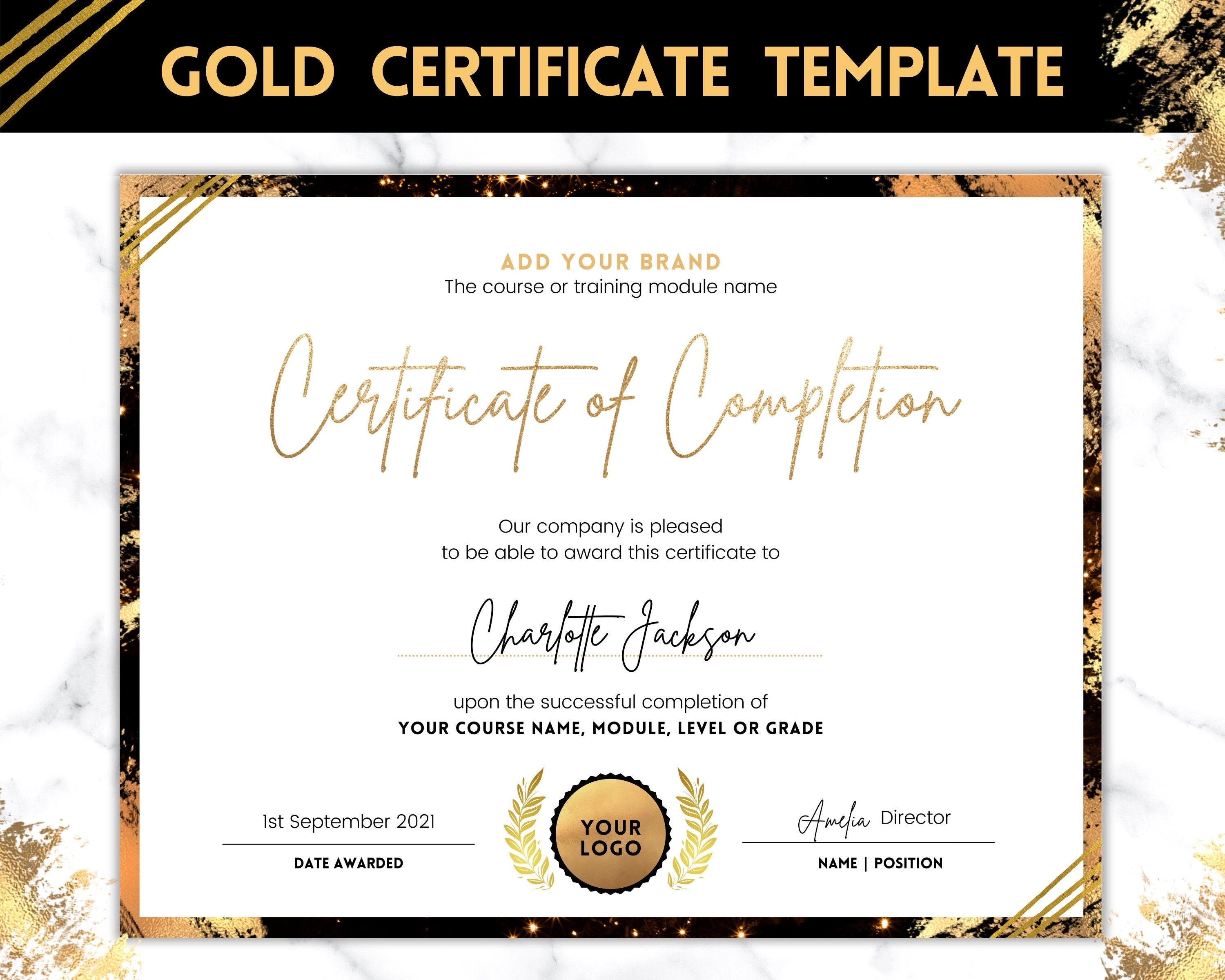 blank gold certificate background