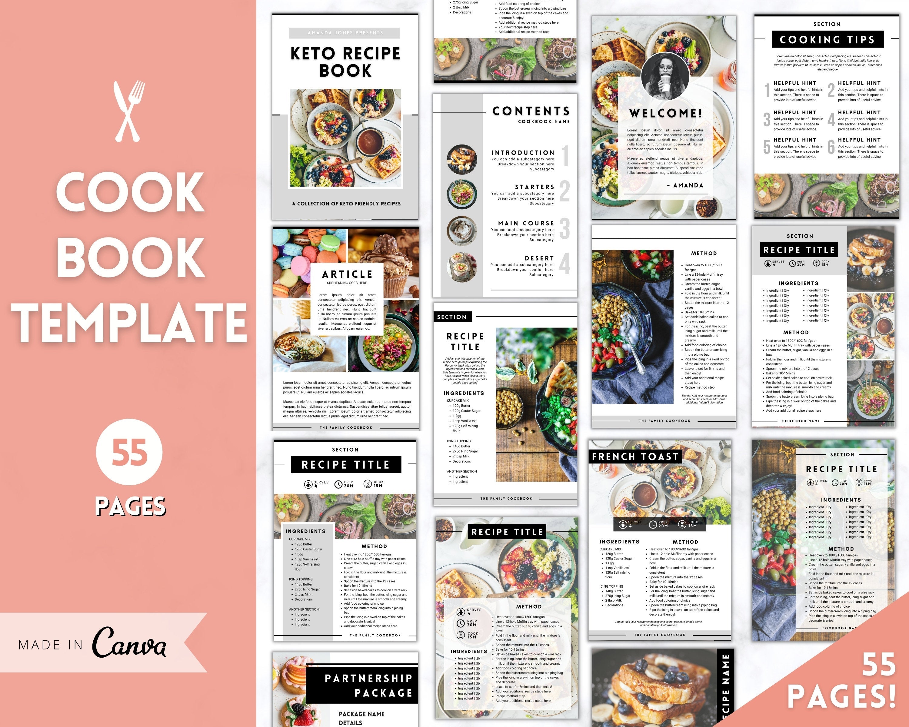 COOKBOOK Template Family Cookbook Recipe Book Template Recipe