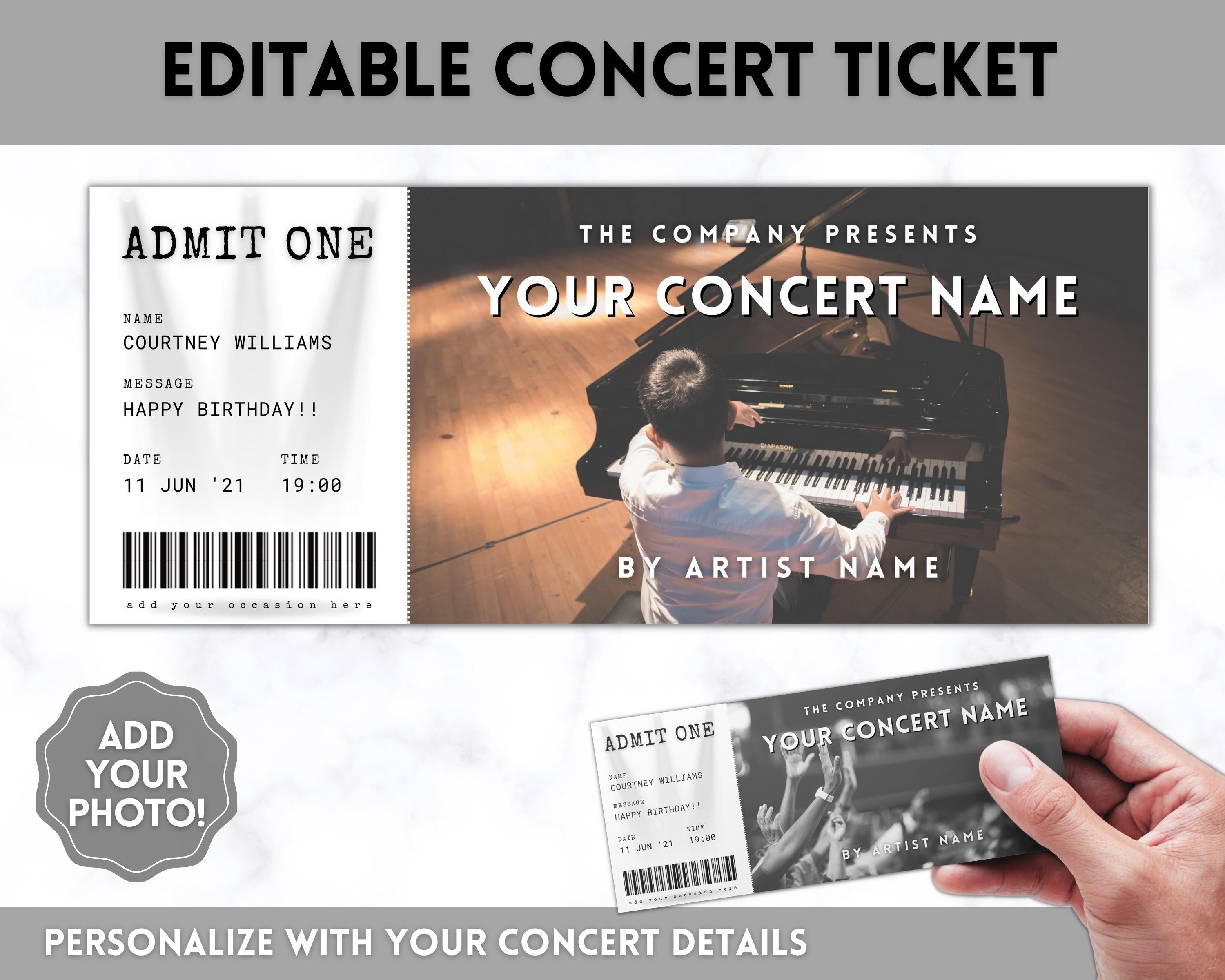 Concert Ticket Template Birthday Concert Ticket Surprise -  Canada
