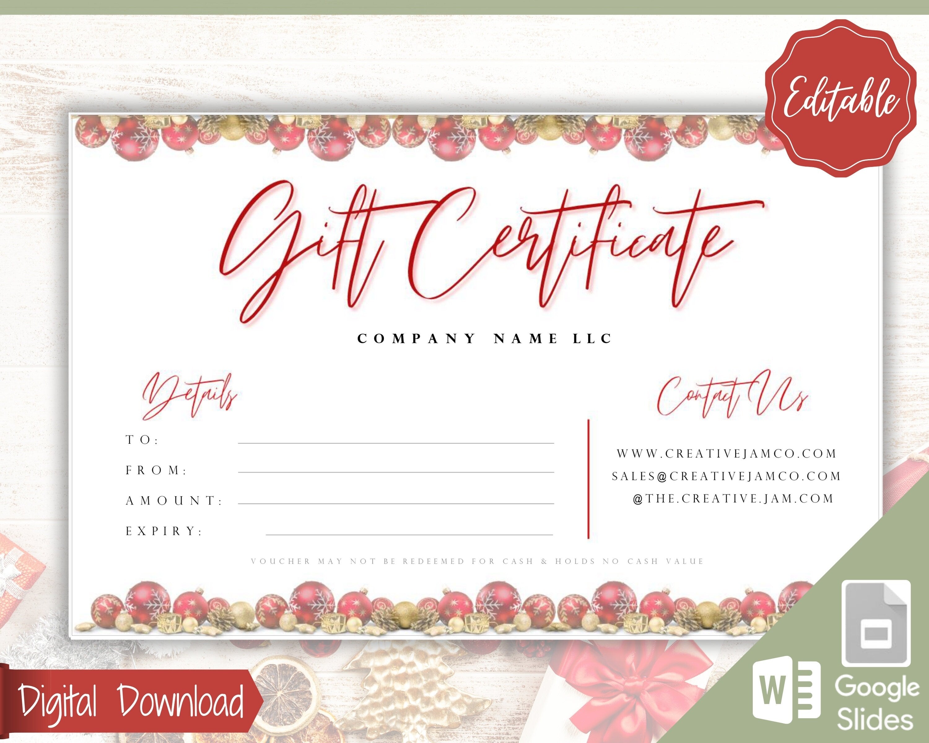 Christmas Gift Voucher Template  Editable & Printable Gift Certificate