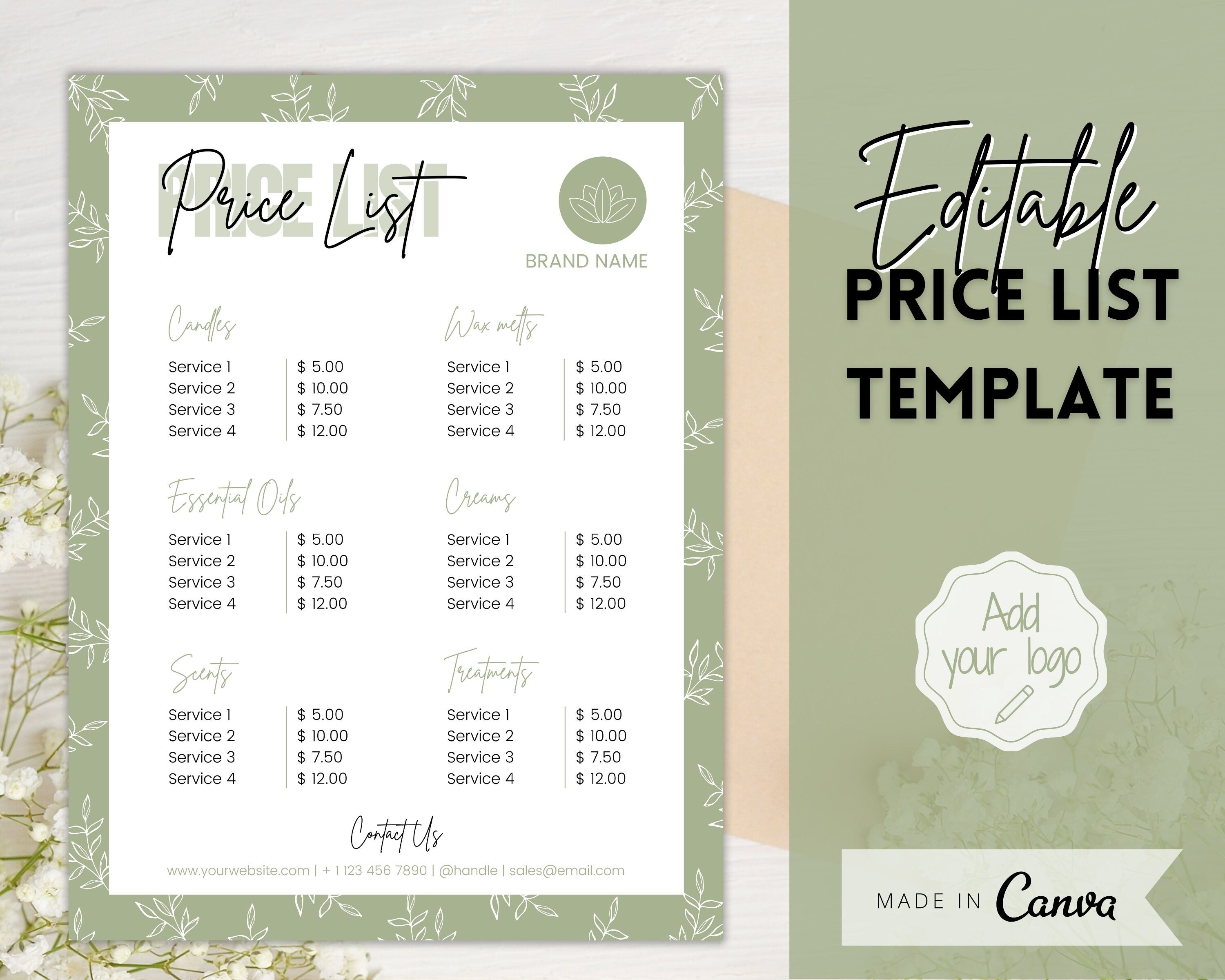 Buy Printable Price List Template, Handmade Candle Business Price