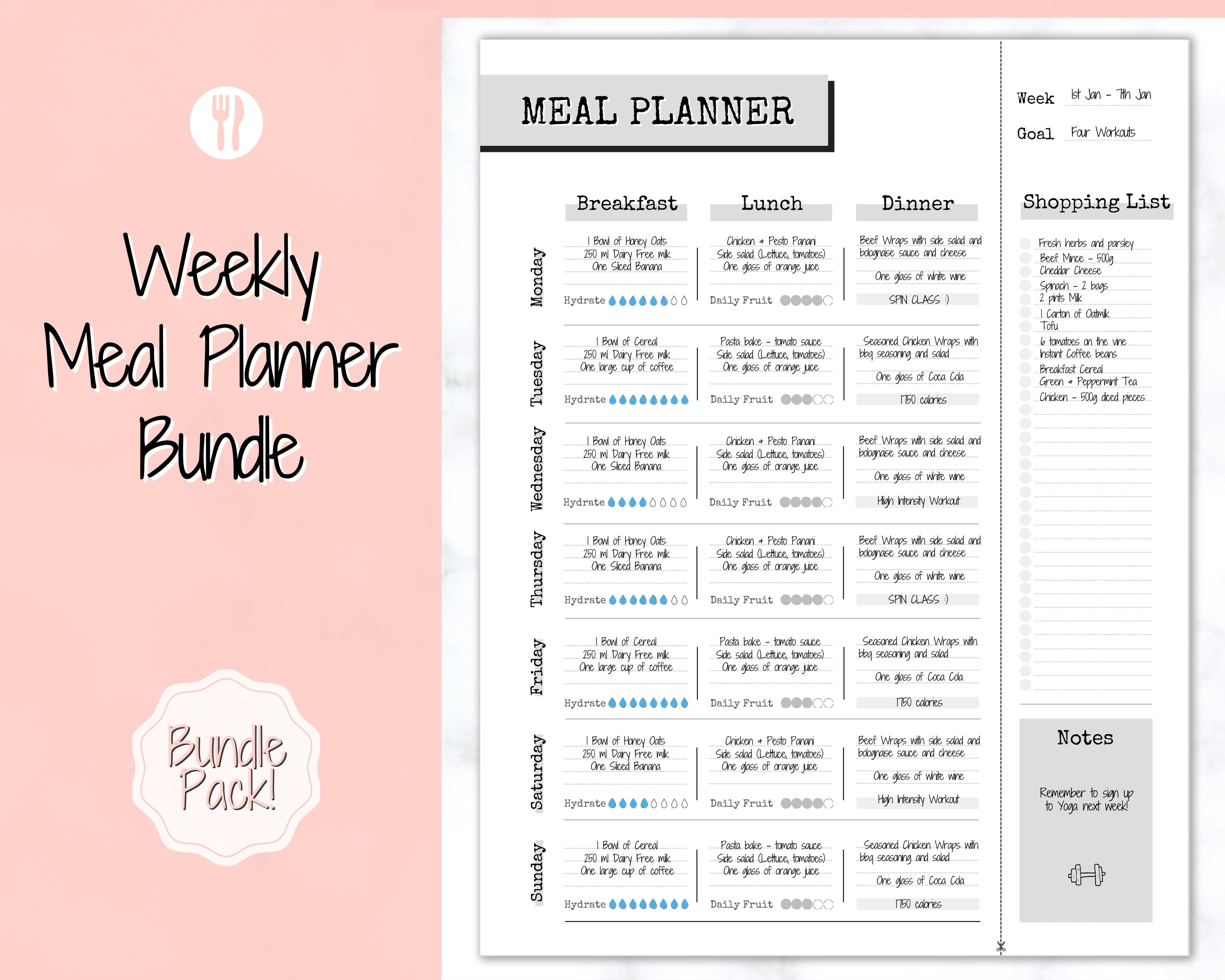 Green Healthy Weekly Meal Planner Template