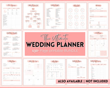 Load image into Gallery viewer, Wedding Checklist Bundle | Packed with Wedding Timeline, Photo Shot List, Wedding Planner Binder Kit, Wedding Day Schedule, To Do List &amp; Packing Countdown
