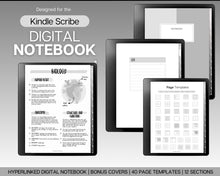 Load image into Gallery viewer, Digital Notebook made for Kindle Scribe| With over 40+ Page Templates for your Kindle Scribe | Hyperlinked Note Taking Templates including Cornell, Lined, Dotted, Grid &amp; Bonus Covers
