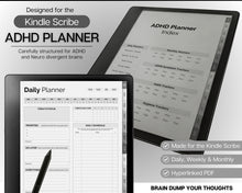 Load image into Gallery viewer, Digital ADHD planner for the Kindle Scribe | Daily Planner for Neurodivergent Adults | Includes Brain Dump Template &amp; To Do List
