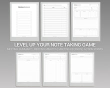 Load image into Gallery viewer, Digital Meeting Notes Template for Supernote | Perfect for Meeting Agenda, Project planner, Supernote Planner | a5x a6x, Template for Supernote
