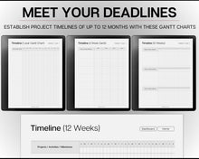 Load image into Gallery viewer, Project Planner for Kindle Scribe, Project Tracker Management, Digital Planner, Work Schedule, Business, Student, Productivity Planner &amp; Gantt Chart

