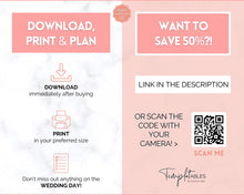 Load image into Gallery viewer, Wedding Checklist Bundle | Packed with Wedding Timeline, Photo Shot List, Wedding Planner Binder Kit, Wedding Day Schedule, To Do List &amp; Packing Countdown
