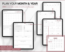 Load image into Gallery viewer, 2025 Ultimate Digital Planner | Daily, Weekly, Monthly Planner for iPad &amp; GoodNotes, That Girl Aesthetic, 2024 &amp; 2025 | Mono
