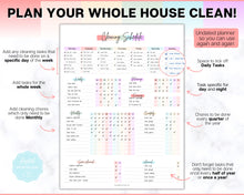 Load image into Gallery viewer, Editable Cleaning Schedule Template | Includes EDITABLE Cleaning Checklist, Cleaning Planner, Weekly House Chores, Clean Home Routine &amp; Monthly Cleaning List | Rainbow
