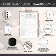 Load image into Gallery viewer, ADHD Daily Planner for Neurodivergent Adults - Productivity Daily Planner &amp; Task Management to Stay Organized and Focused | A5 Mono
