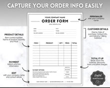 Load image into Gallery viewer, EDITABLE Order Form Template BUNDLE | 7 Order Form Canva Templates for Small Businesses
