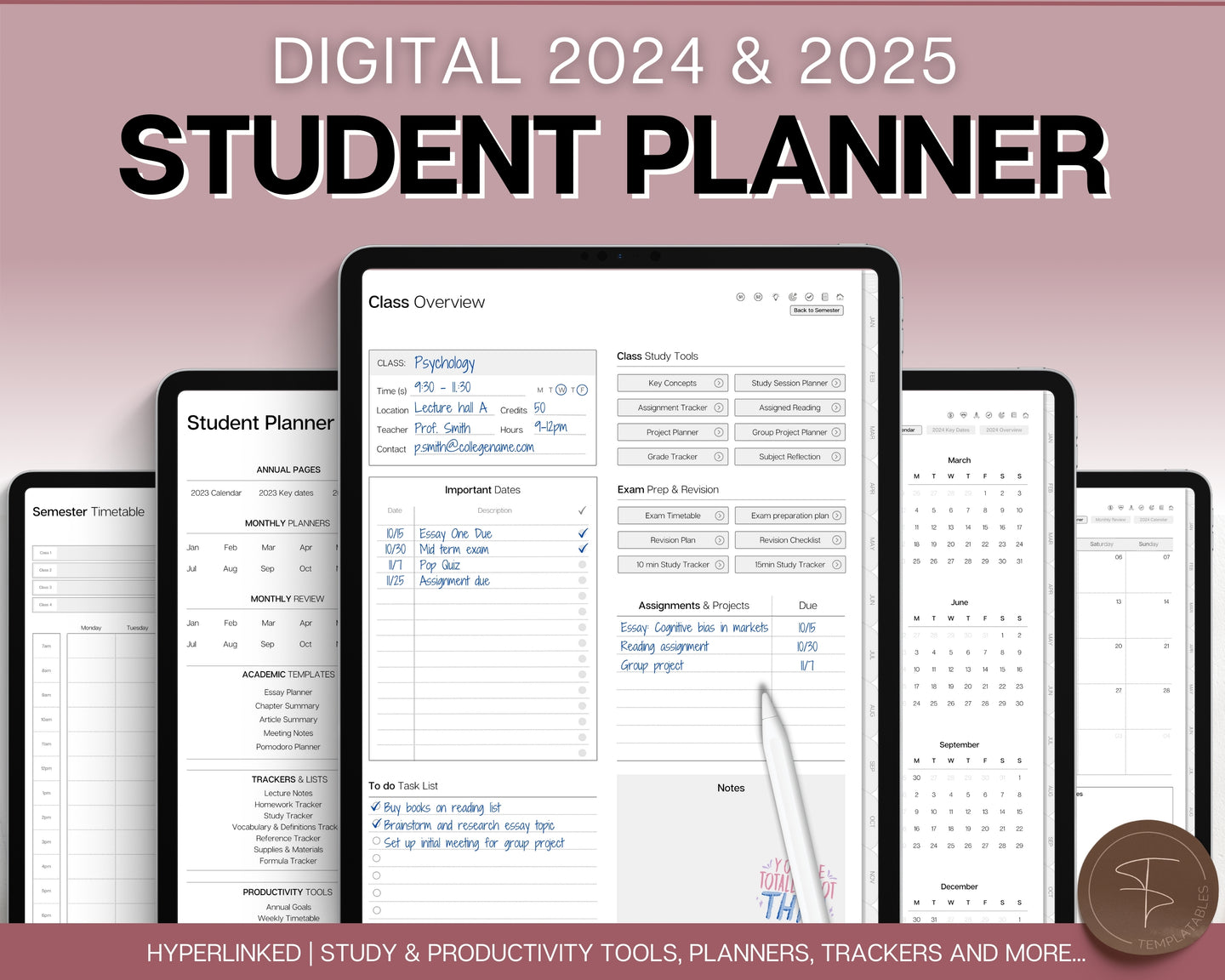 Digital Student 2024 - 2025 Academic Planner | Study Planner, College & School Planner for GoodNotes & iPad