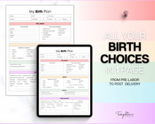 Load image into Gallery viewer, EDITABLE Birth Plan Template | Includes Birth Preferences, Birthing Plan Checklist, Pregnancy Planner, Natural Birth &amp; Hypnobirthing | Colorful
