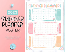 Load image into Gallery viewer, Kids Summer Calendar 2023 | Summer Poster, Summer Countdown, Printable Planner &amp; Checklist | Colorful Sky
