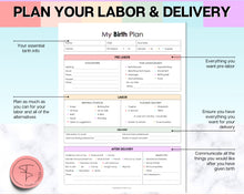 Load image into Gallery viewer, EDITABLE Birth Plan Template | Includes Birth Preferences, Birthing Plan Checklist, Pregnancy Planner, Natural Birth &amp; Hypnobirthing | Colorful
