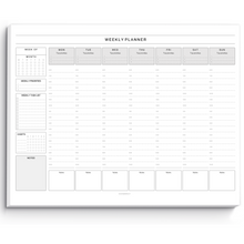 Load image into Gallery viewer, Weekly Hourly Planner Notepad, Daily Planner Desk Pad, Weekly Schedule, To Do List Note Pad, ADHD Planner | 50 Undated Tear Away Sheets A4 | Mono
