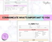 Load image into Gallery viewer, EDITABLE Birth Plan Template | Includes Birth Preferences, Birthing Plan Checklist, Pregnancy Planner, Natural Birth &amp; Hypnobirthing | Colorful
