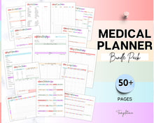 Load image into Gallery viewer, Medical Tracker Bundle | Includes 50 Medical Binder pages, Medical Planner, Printable Medication, Symptom, Bill, Doctor Visits &amp; Health Pain trackers | Colorful
