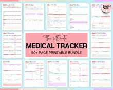 Load image into Gallery viewer, Medical Tracker Bundle | Includes 50 Medical Binder pages, Medical Planner, Printable Medication, Symptom, Bill, Doctor Visits &amp; Health Pain trackers | Colorful
