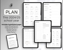 Load image into Gallery viewer, Digital Teacher Planner - 2024 &amp; 2025 Academic Planner | GoodNotes Homeschool Lesson Plan Template for iPad | Monochrome Minimalist
