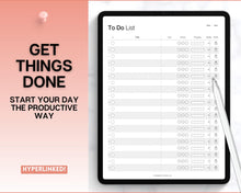 Load image into Gallery viewer, Digital To-Do List Template for iPad and GoodNotes - Streamline Your Productivity and Boost Efficiency with Prioritized Tasks, Brain Dumps, and Interactive Checkboxes

