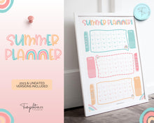 Load image into Gallery viewer, Kids Summer Calendar 2023 | Summer Poster, Summer Countdown, Printable Planner &amp; Checklist | Colorful Sky
