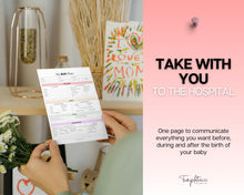 Load image into Gallery viewer, EDITABLE Birth Plan Template | Includes Birth Preferences, Birthing Plan Checklist, Pregnancy Planner, Natural Birth &amp; Hypnobirthing | Colorful
