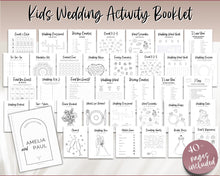 Load image into Gallery viewer, Kids Wedding Activity Book | Includes Kids Activity Kit, Kids Table ideas, Wedding Reception Games, Kids Activity Mat &amp; Printable Kids Coloring Book | favors
