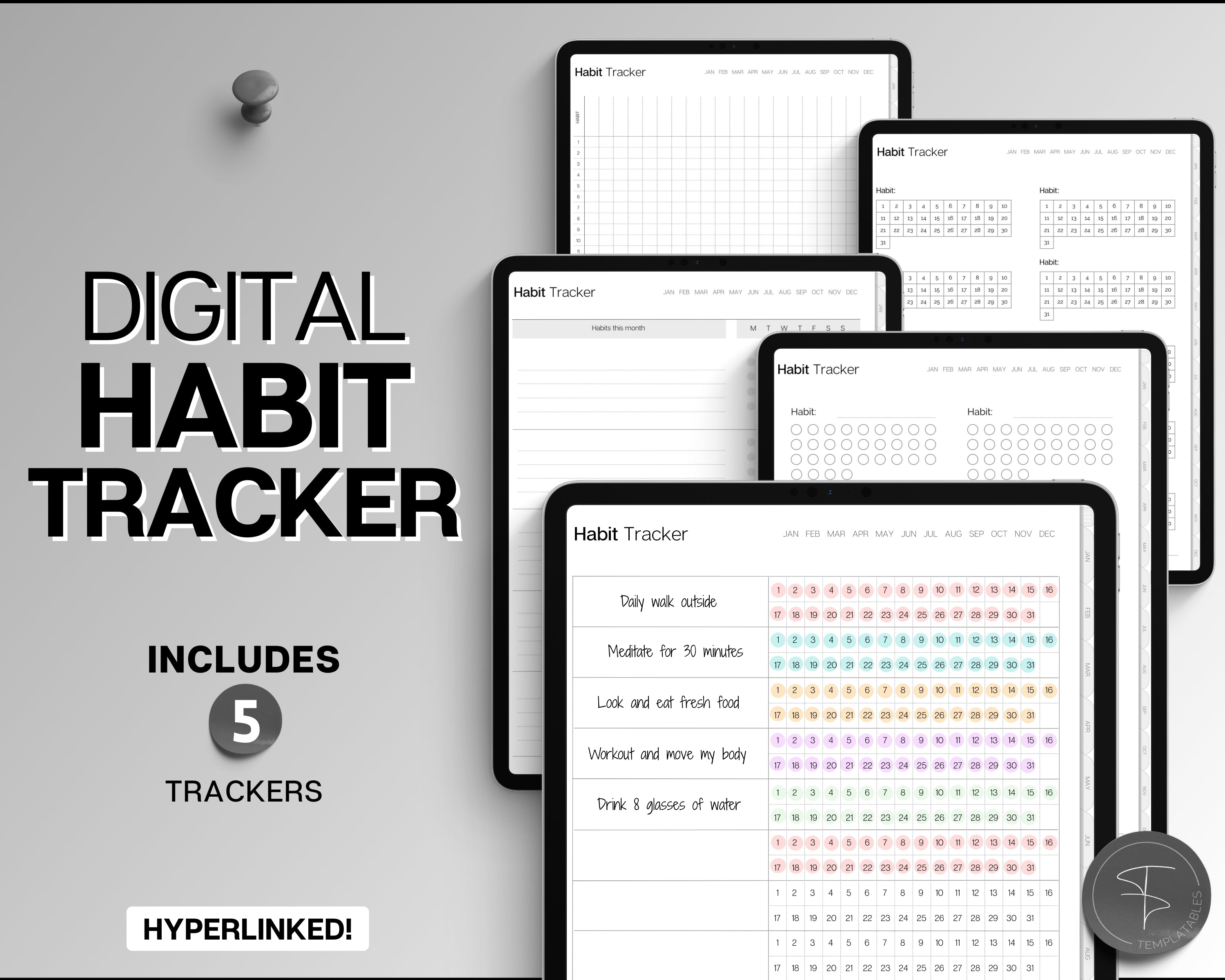 Digital Habit Tracker | Daily, Monthly & Yearly Habit Tracker