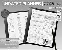 Load image into Gallery viewer, UNDATED Daily Planner for Kindle Scribe | Includes templates for Kindle Scribe, Weekly &amp; Monthly Planner, Undated Planner, Kindle Planner &amp; Digital Journal
