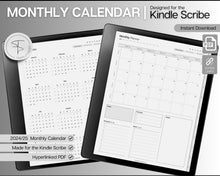 Load image into Gallery viewer, 2024 &amp; 2025 Monthly Planners for Kindle Scribe | Hyperlinked Digital Planner | 2024 &amp; 2025 Monthly Planner
