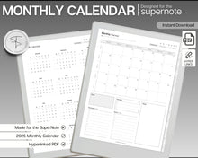 Load image into Gallery viewer, 2025 Monthly Planner for Supernote | Hyperlinked Digital Planner for Calendar, Schedule &amp; a5x a6x Supernote Planner | Perfect Template for Supernote
