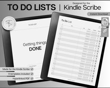 Load image into Gallery viewer, To Do List templates for Kindle Scribe | Digital TO DO LISTS with 9 hyperlinked templates, Weekly planner, Daily Calendar, adhd to do list &amp; tasks
