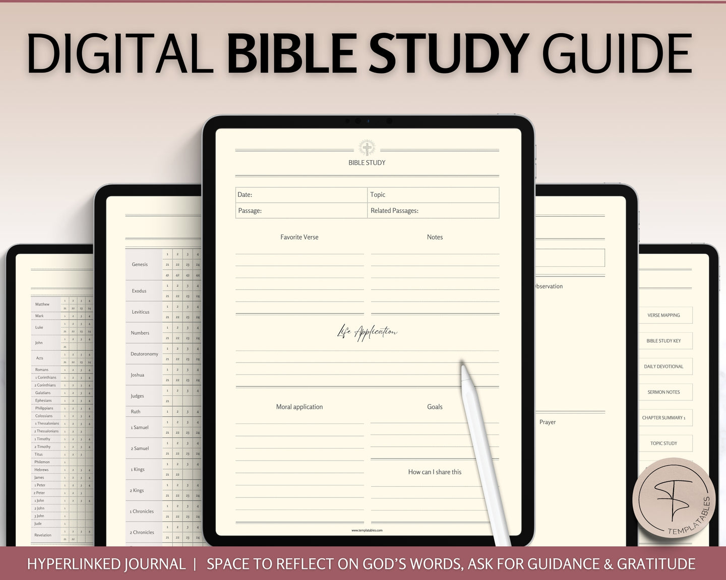 Digital Bible Study Guide | With Bible Study Journal Templates, Soap, Notes, Verse Mapping, Christian Prayer & Bible Journaling | Perfect for GoodNotes & iPad