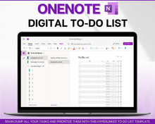 Load image into Gallery viewer, OneNote To Do List Template | Packed with Hyperlinked To Do List for One Note, Digital Task List, Brain Dump Template, ADHD to do list &amp; Minimalist List
