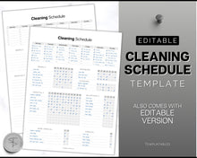 Load image into Gallery viewer, Editable Cleaning Schedule Template | Includes EDITABLE Cleaning Checklist, Cleaning Planner, Weekly House Chores, Clean Home Routine &amp; Monthly Cleaning List | Mono
