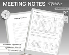 Load image into Gallery viewer, Digital Meeting Notes Template for Supernote | Perfect for Meeting Agenda, Project planner, Supernote Planner | a5x a6x, Template for Supernote
