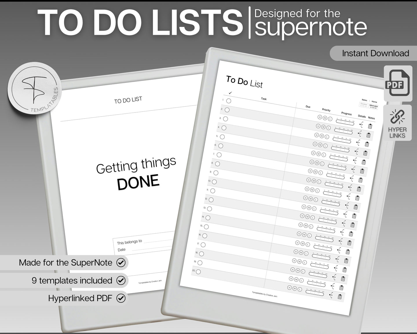 Digital To Do List, Supernote Template, Digital Task List, Brain Dump Template, Supernote Planner, a5x a6x, Template for Supernote