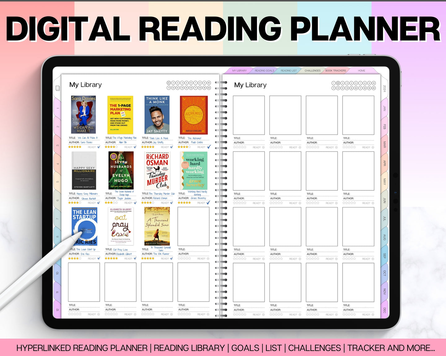 2024 Digital Reading Planner | Your Digital Reading Journal, Digital Planner, Book Journal, Reading Log, Book Tracker & Weekly Review | Perfect for GoodNotes