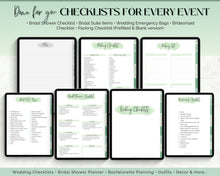 Load image into Gallery viewer, Digital Maid of Honor Planner | Matron of Honor Digital Planner, MOH Binder Book, Wedding Checklist, Bridal Shower, Bachelorette &amp; GoodNotes | Green
