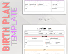 Load image into Gallery viewer, EDITABLE Birth Plan Template | Includes Birth Preferences, Birthing Plan Checklist, Pregnancy Planner, Natural Birth &amp; Hypnobirthing | Colorful
