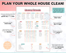 Load image into Gallery viewer, Editable Cleaning Schedule Template | Includes EDITABLE Cleaning Checklist, Cleaning Planner, Weekly House Chores, Clean Home Routine &amp; Monthly Cleaning List | Sky Colorful
