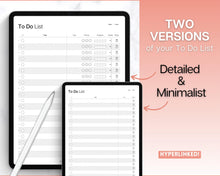 Load image into Gallery viewer, Digital To-Do List Template for iPad and GoodNotes - Streamline Your Productivity and Boost Efficiency with Prioritized Tasks, Brain Dumps, and Interactive Checkboxes
