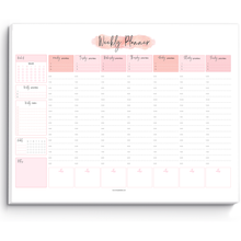 Load image into Gallery viewer, Weekly Hourly Planner Notepad, Daily Planner Desk Pad, Weekly Schedule, To Do List Note Pad, ADHD Planner | 50 Undated Tear Away Sheets A4 | Pink
