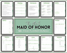 Load image into Gallery viewer, Digital Maid of Honor Planner | Matron of Honor Digital Planner, MOH Binder Book, Wedding Checklist, Bridal Shower, Bachelorette &amp; GoodNotes | Green
