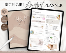 Load image into Gallery viewer, 2025 RICH GIRL Digital Budget Planner | 2024 GoodNotes Planner &amp; Daily Weekly Monthly Budget | For Expenses &amp; Financial Spending Income Savings Debt | Mono
