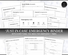 Load image into Gallery viewer, Just in Case Binder | The Ultimate Emergency Binder for your Household! In case of emergency, what if, in case of death &amp; end of life planner
